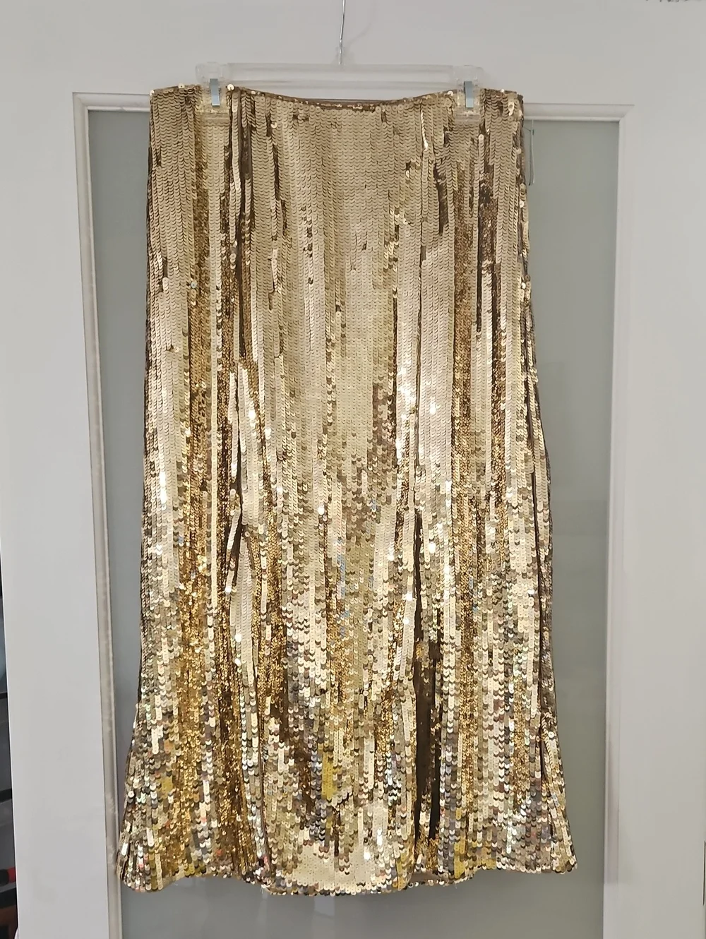 J.Crew Collection Gold Sequin Slip Column Midi Skirt Size 10